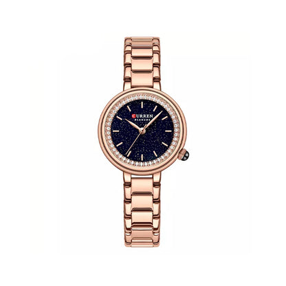 Curren 9089 Trendy Quartz Movement Wristwatch for Women - Rose Gold & Black