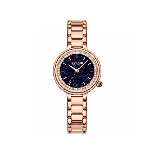 Curren 9089 Trendy Quartz Movement Wristwatch for Women - Rose Gold & Black