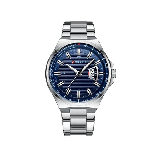 CURREN 8375 Stainless Steel Analog Watch For Men - Silver & Blue