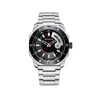CURREN 8344 Stainless Steel Watch for Men - Silver & Black