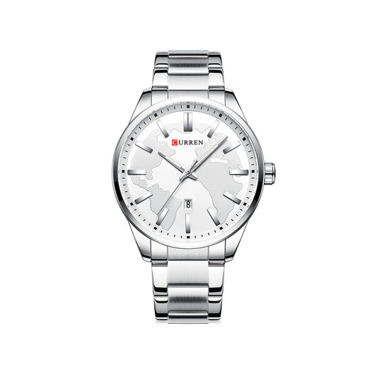 CURREN 8366 Stainless Steel Quartz Watch for Men - Silver