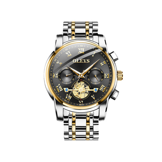 Olevs 2859 Luxury Business Chronograph Men’s Watch – Silver Gold & Black