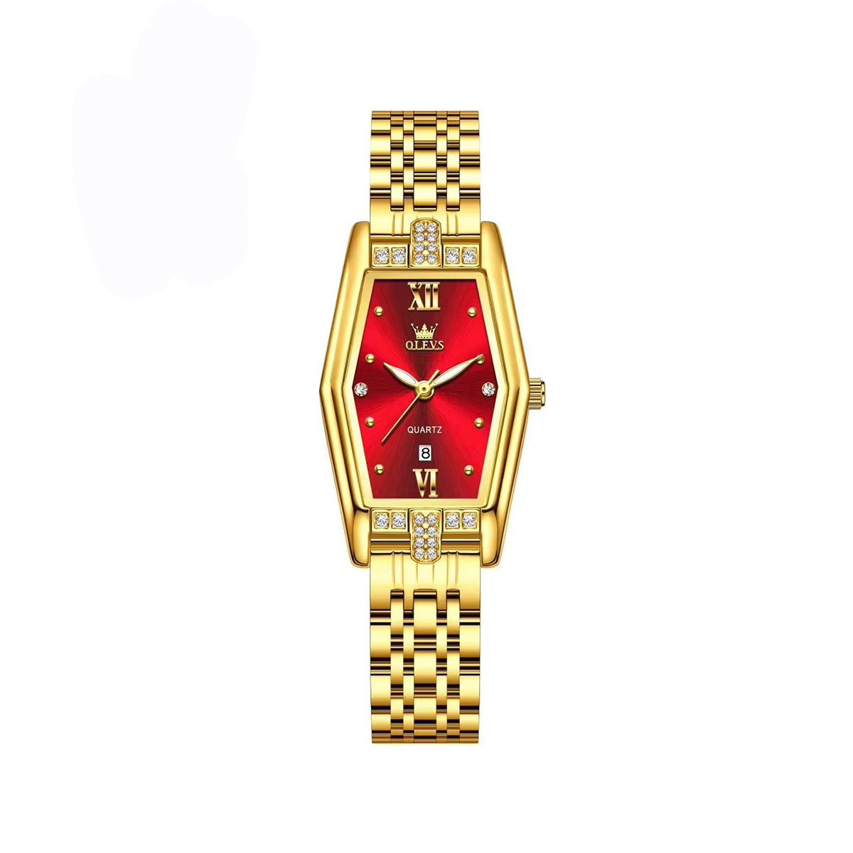 OLEVS 3699 Luxury Fashion Luminous Ladies Watch- Gold Red