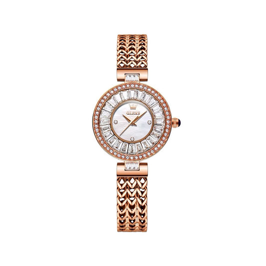 OLEVS 9959 Exclusive Design Watch for Women - Rose Gold & Silver