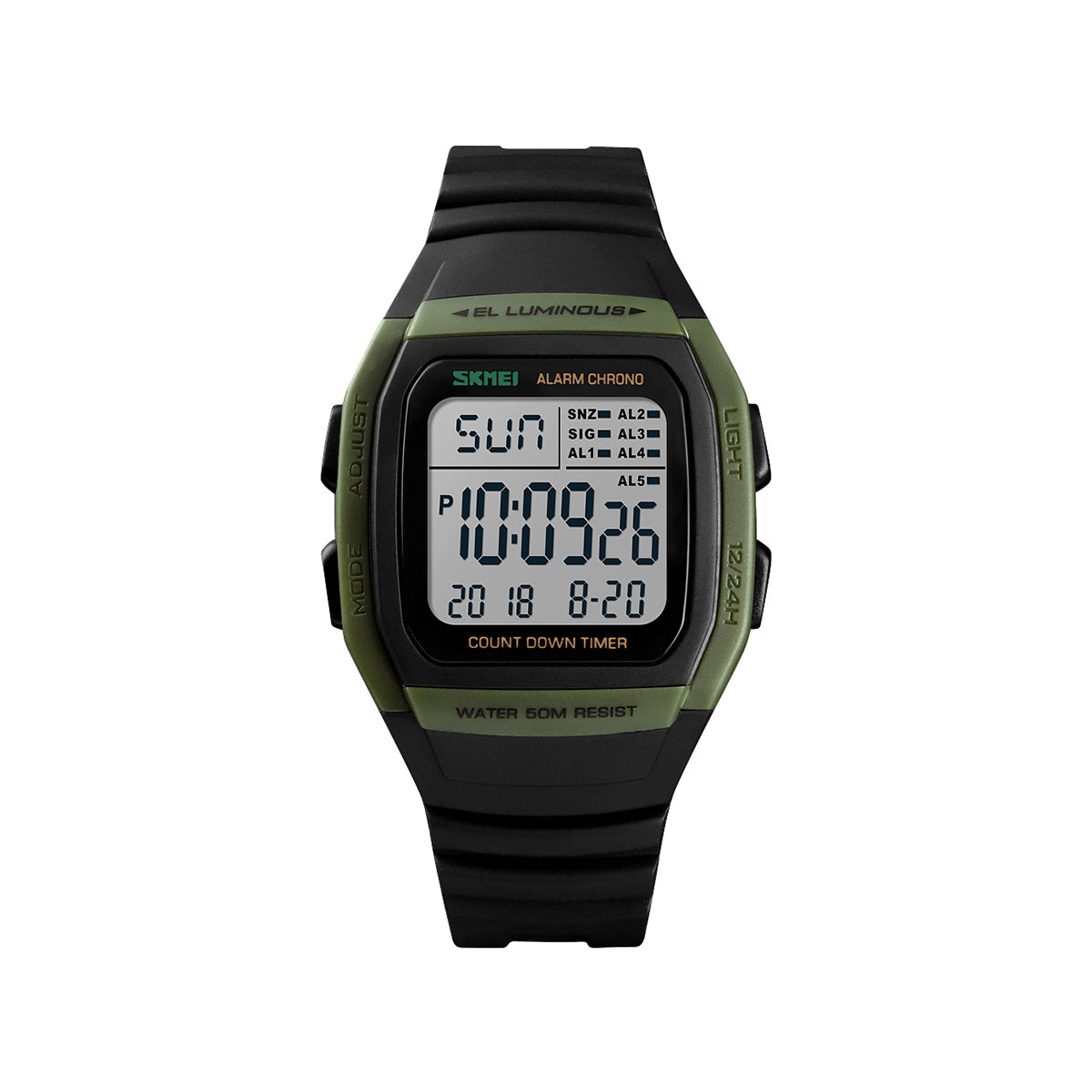 SKMEI 1278 Sports Belt Watch - Black and Green