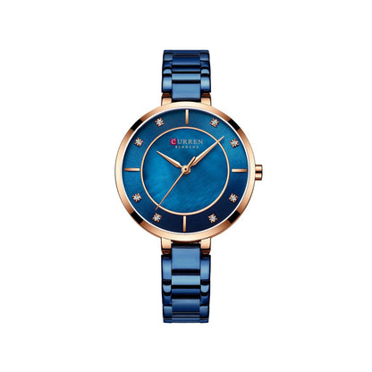 CURREN C9051L Quartz Stainless Steel Strap Women Wristwatch - Blue & Rose Gold