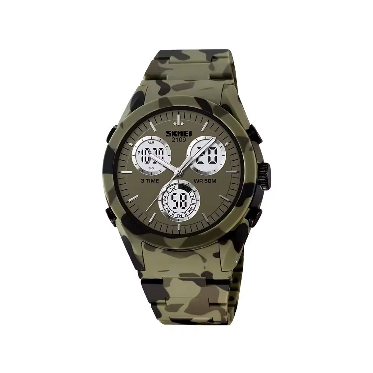 SKMEI 2190 Dual-Display Electronic With Luminous Watch For Men - Green Camo