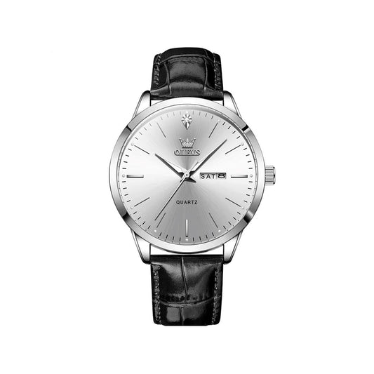 Olevs 2935 Belt Band Quartz Watch for Men - Black & White