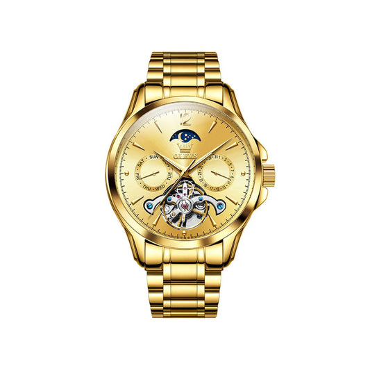 OLEVS 6663 Luxury Automatic Mechanical Watch- Gold