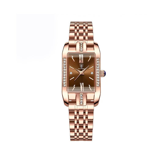 POEDAGAR 365 Luxury Wristwatch for Women - Rose Gold & Rosewood