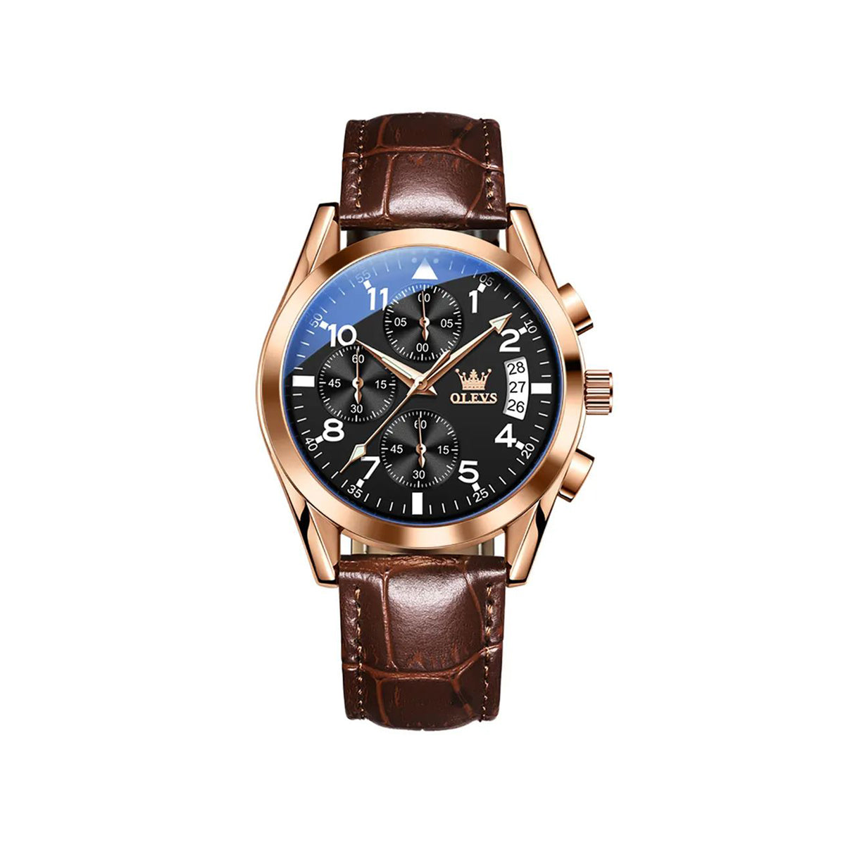 OLEVS 2878 Luxury Luminous Quartz Wrist watch for Men's- Brown Black