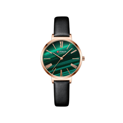 Curren 9076 Belt Quartz Wristwatch for Women - Black & Green