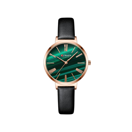 Curren 9076 Belt Quartz Wristwatch for Women - Black & Green