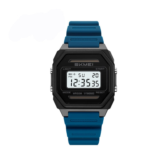 SKMEI 2640 Classic Retro 5BAR Waterproof Digital Multifunctional Sports Watch- Blue Black