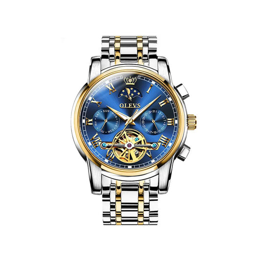 OLEVS 6617 Men’s Classic Mechanical Watch- Silver Blue