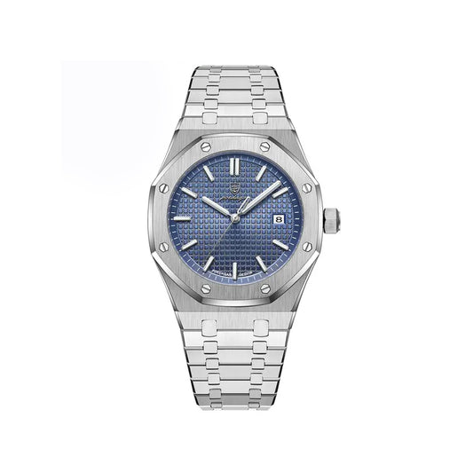 Poedagar 924 Fashion Quartz Stainless steel Men's Wrist Watch- Silver Blue
