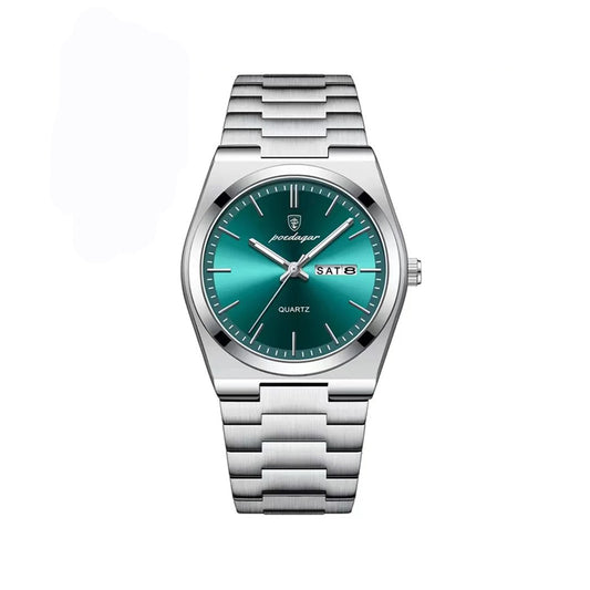 POEDAGAR 930 Business Luminous Stainless Steel Quartz Men's Watch- Silver Green