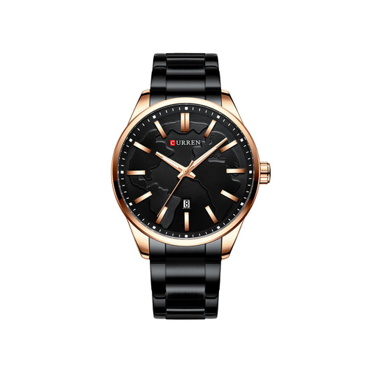 CURREN 8366 Stainless Steel Quartz Watch for Men - Black