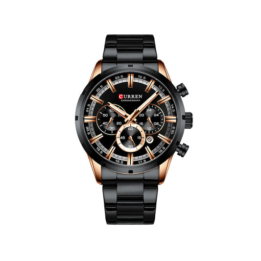 CURREN 8355 Multi-function Steel Strap Watch for Men - Black