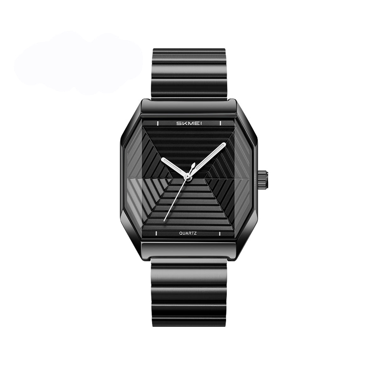SKMEI 9393 Elegant Stainless Steel Unique Luxury Quartz Watch for Men’s- Black