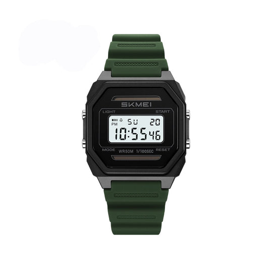 SKMEI 2640 Classic Retro 5BAR Waterproof Digital Multifunctional Sports Watch- Green