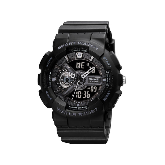 SKMEI 1688 Analog and Digital Display with Buckle Clasp Waterproof Rubber strap Band luxury sports watch- Black