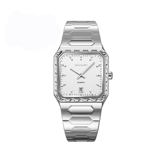 SKMEI 9383 Luxury stainless steel 30M Waterproof Quartz Men’s Watch- Silver White