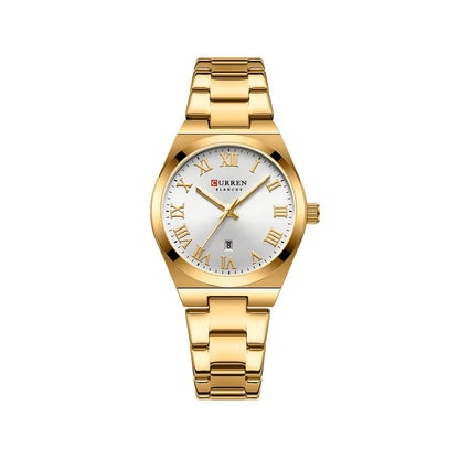 CURREN 9095 Elegant Stainless Steel Classic Women Quartz Watch- Gold Silver