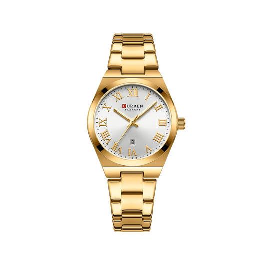 CURREN 9095 Elegant Stainless Steel Classic Women Quartz Watch- Gold Silver
