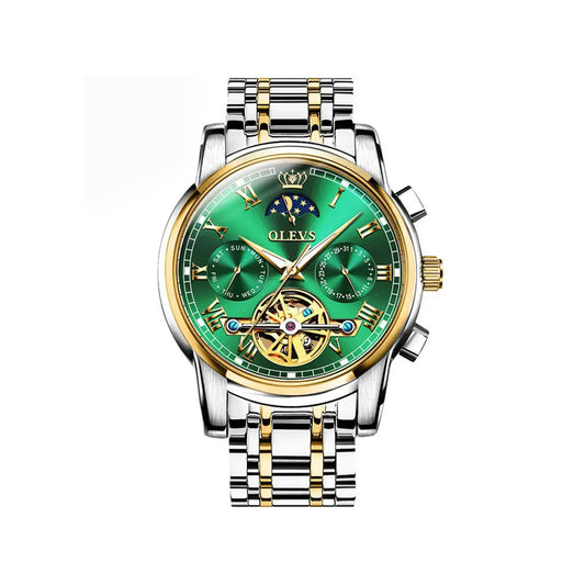 OLEVS 6617 Men’s Classic Mechanical Watch- Silver Green