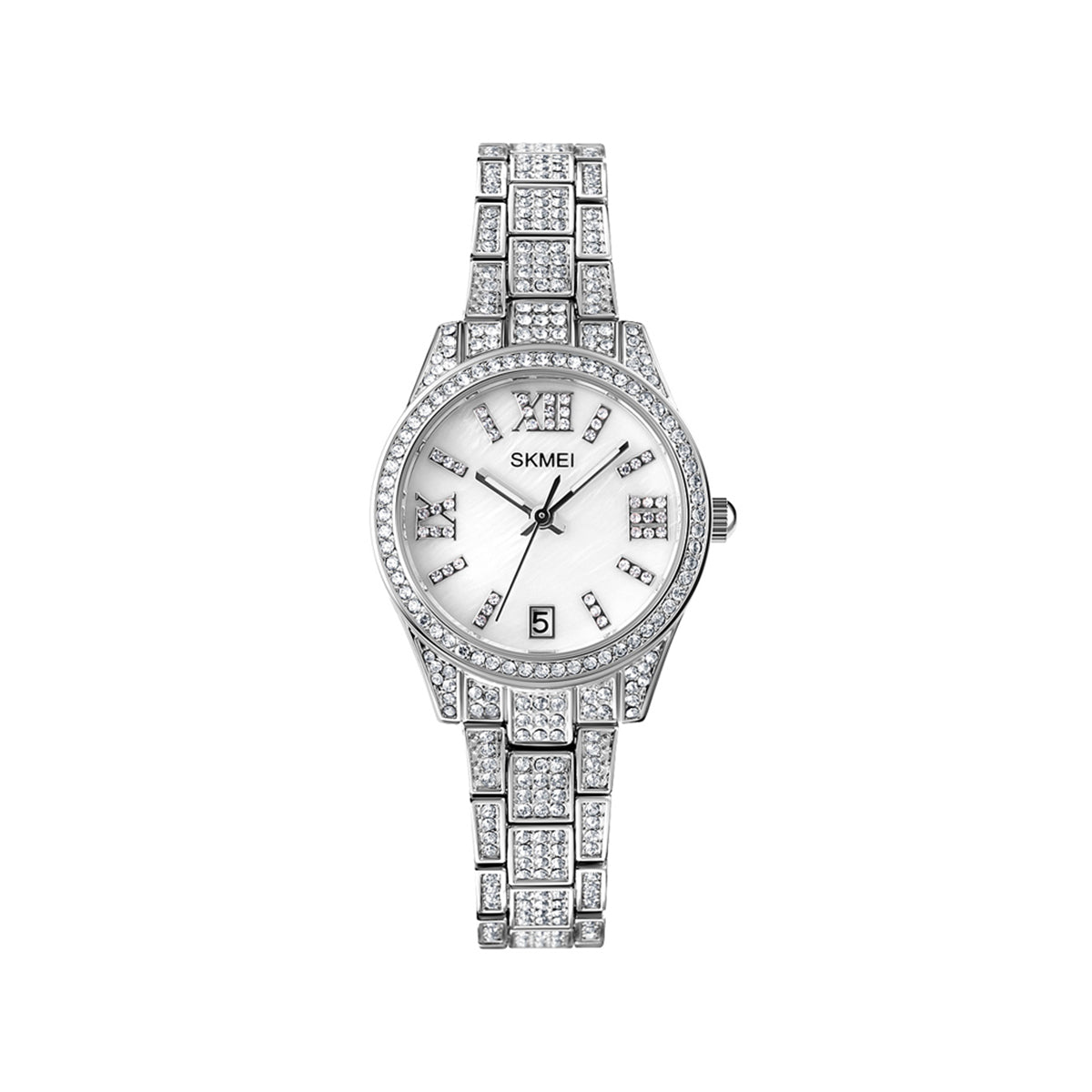 Skmei 1741 Rhinestone Mosaic Women’s Watch - Silver