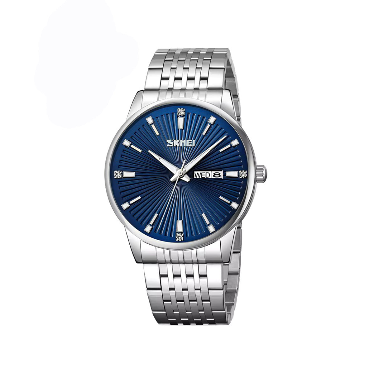 SKMEI 9323 Formal Fashion Steel Strap Men's Watch-Silver Blue