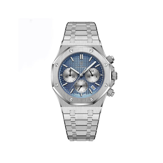 Poedagar 926 Chronograph Stainless Steel Waterproof Men’s Watch – Silver Blue