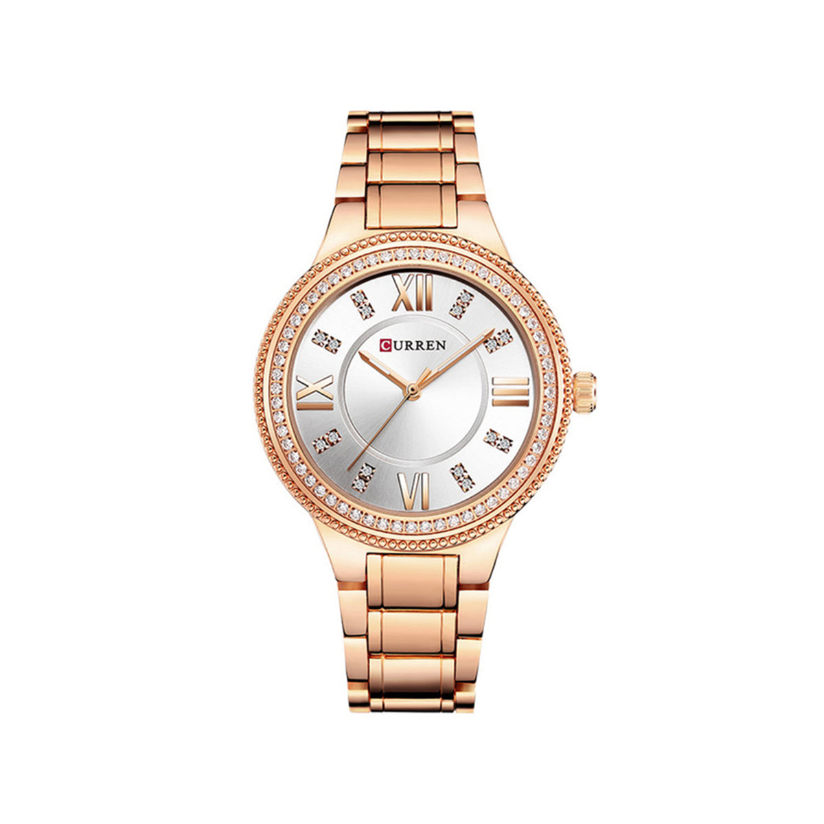 CURREN C9004L Stainless Steel Watch for Women – Rose Gold & White