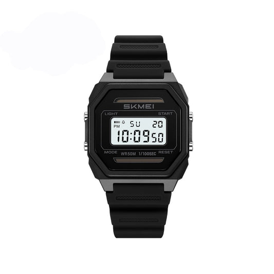 SKMEI 2640 Classic Retro 5BAR Waterproof Digital Multifunctional Sports Watch- Black