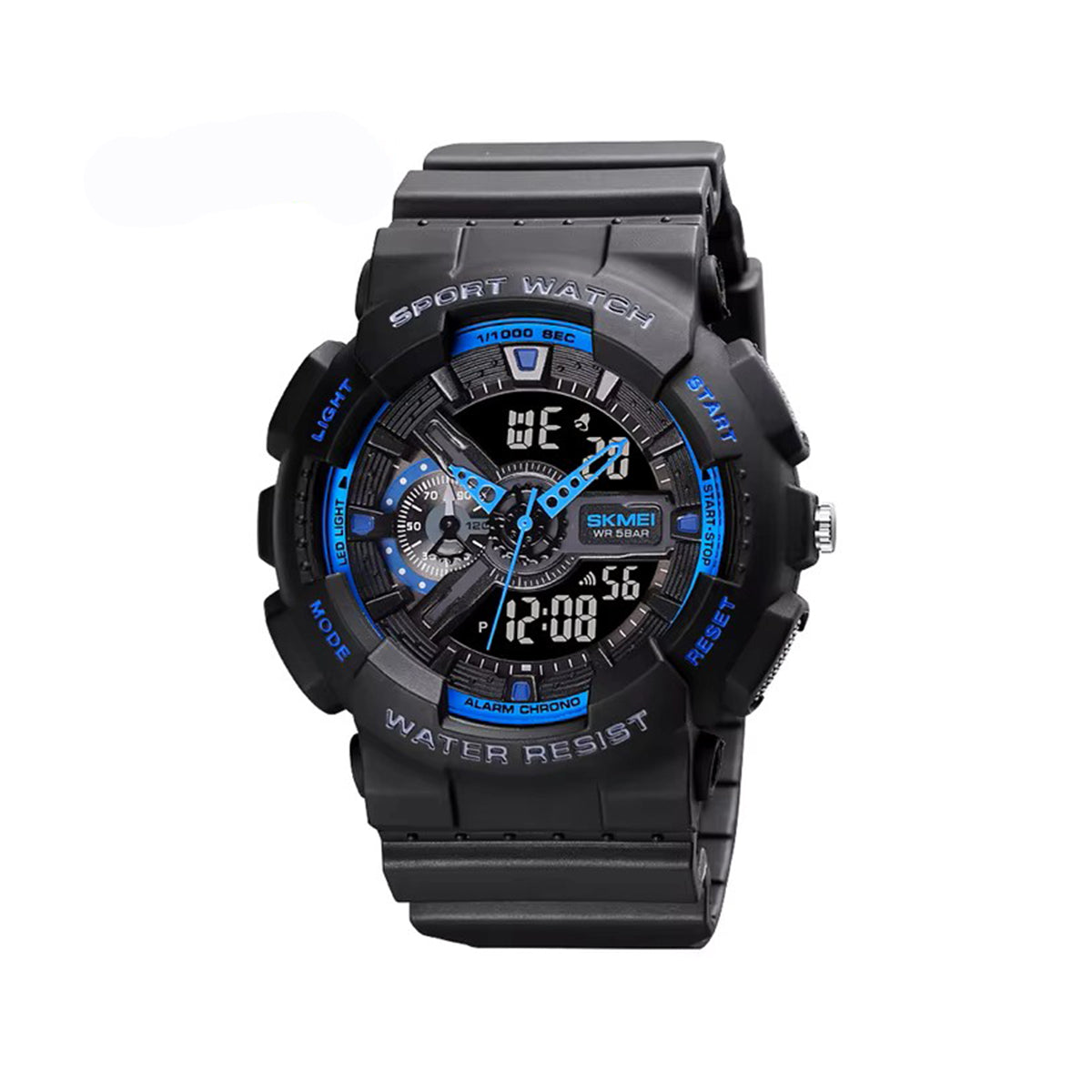 SKMEI 1688 Analog and Digital Display with Buckle Clasp Waterproof Rubber strap Band luxury sports watch- Black Blue