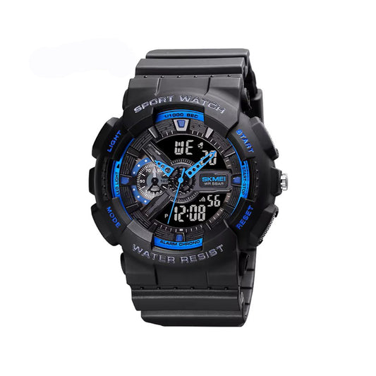 SKMEI 1688 Analog and Digital Display with Buckle Clasp Waterproof Rubber strap Band luxury sports watch- Black Blue
