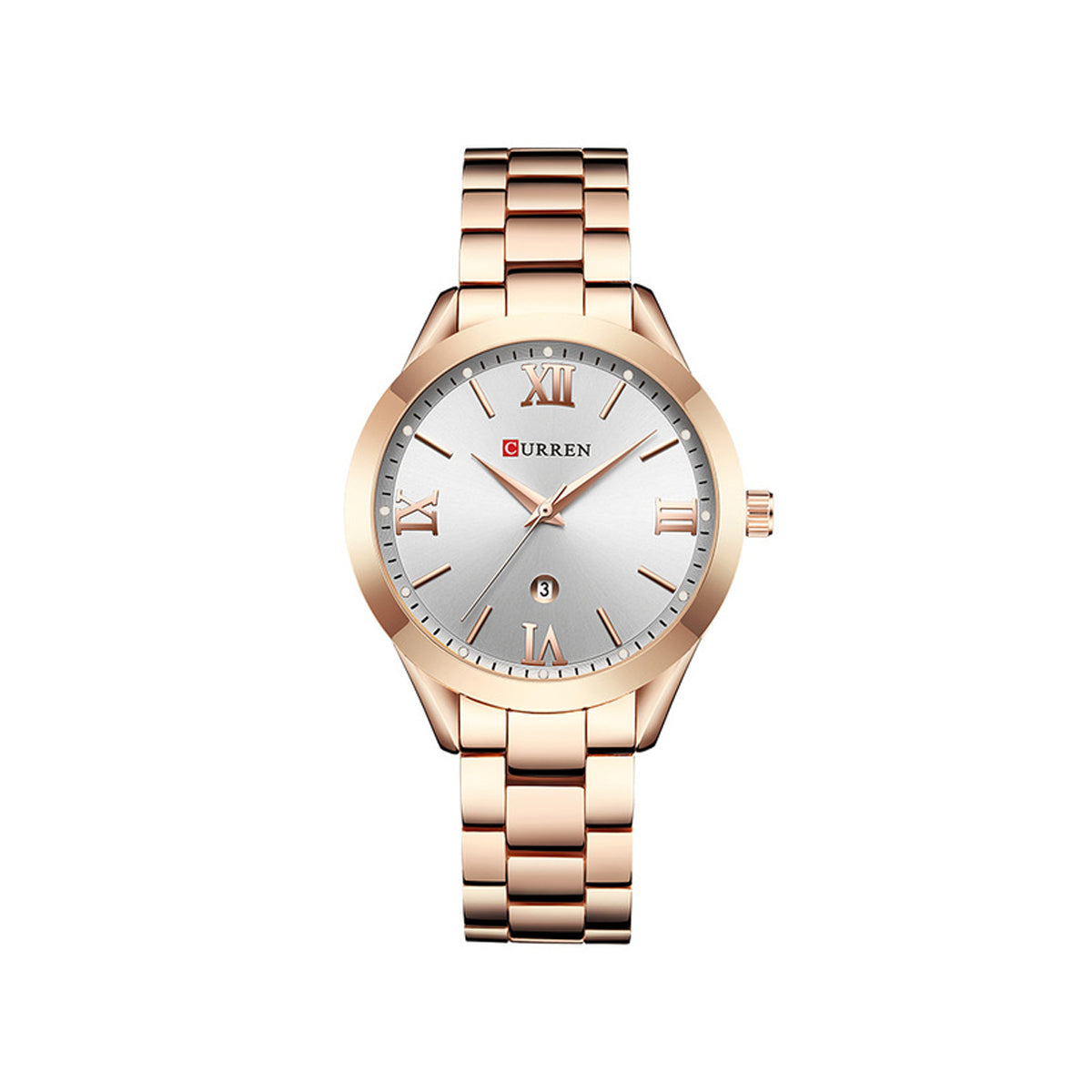 Curren C9007L Classic Women Watch with Date – Rose Gold & Silver
