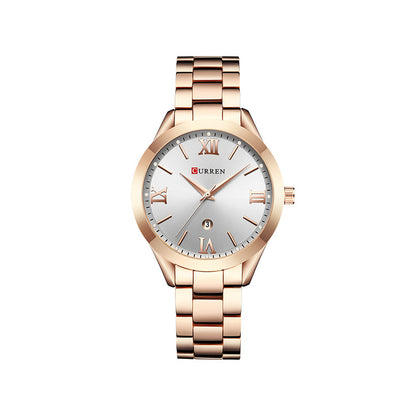 Curren C9007L Classic Women Watch with Date – Rose Gold & Silver