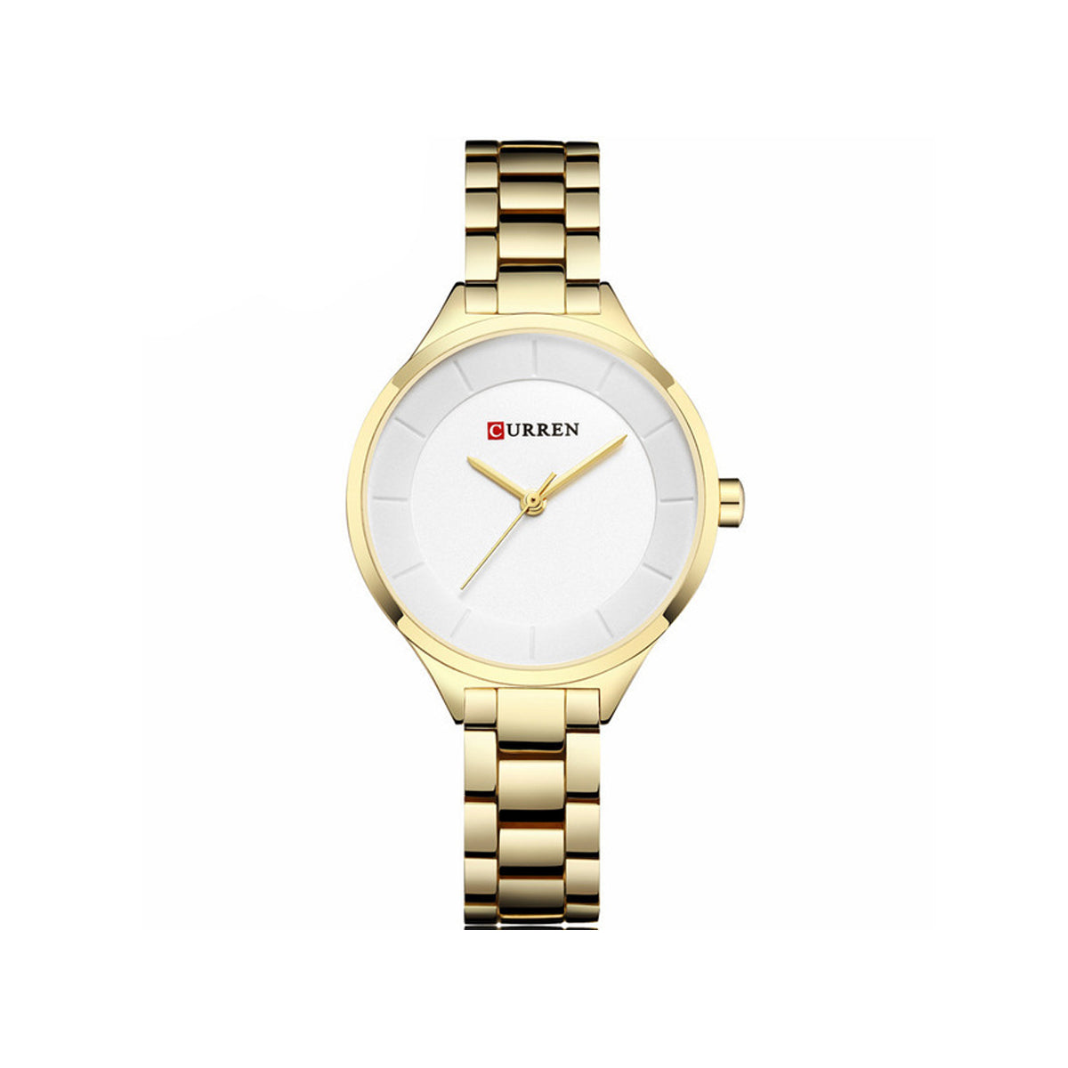 Curren C9015L Stainless Steel Analog Watch for Women - Gold & White