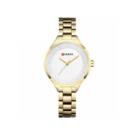 Curren C9015L Stainless Steel Analog Watch for Women - Gold & White
