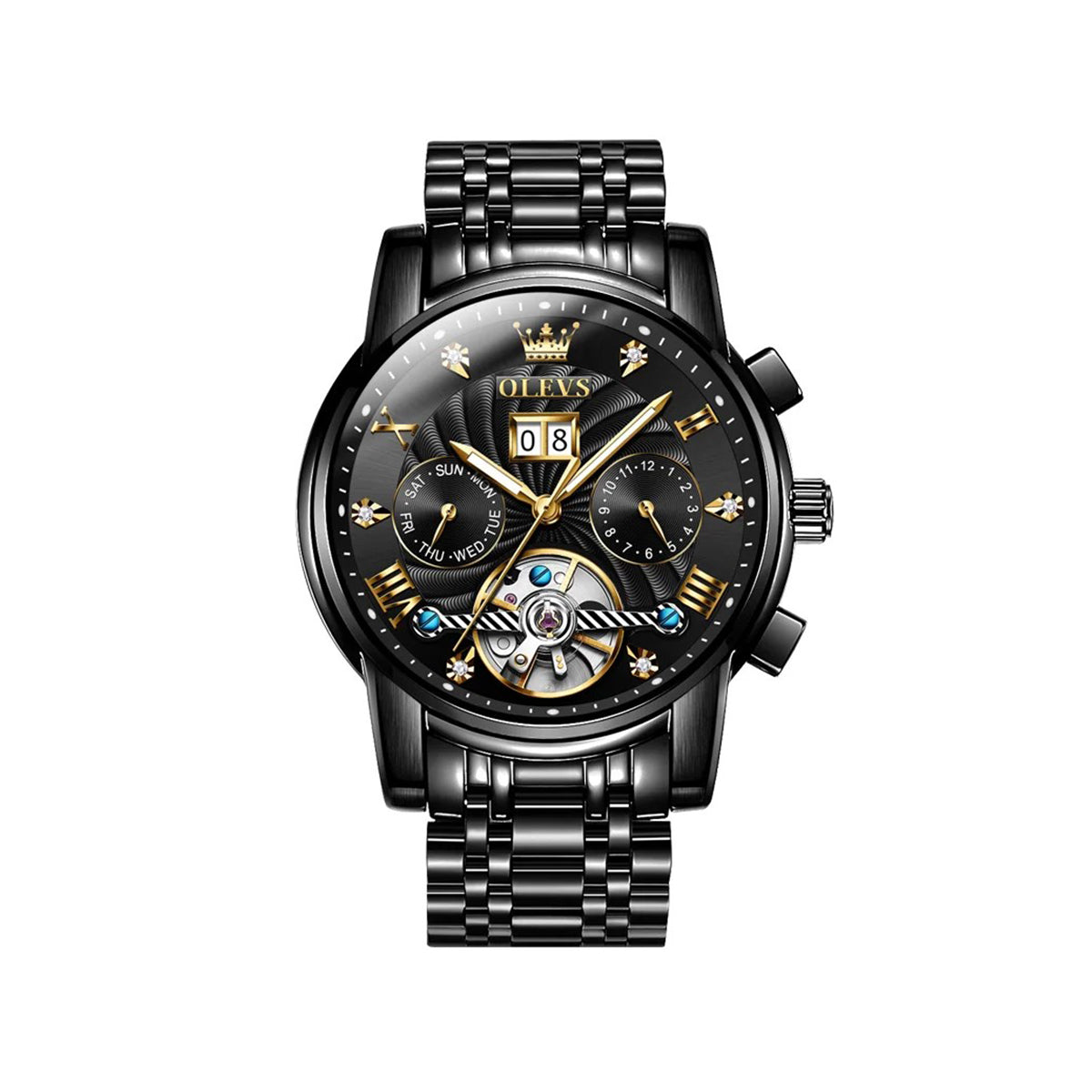 OLEVS 9910 Mechanical Wrist watch for Men- Black