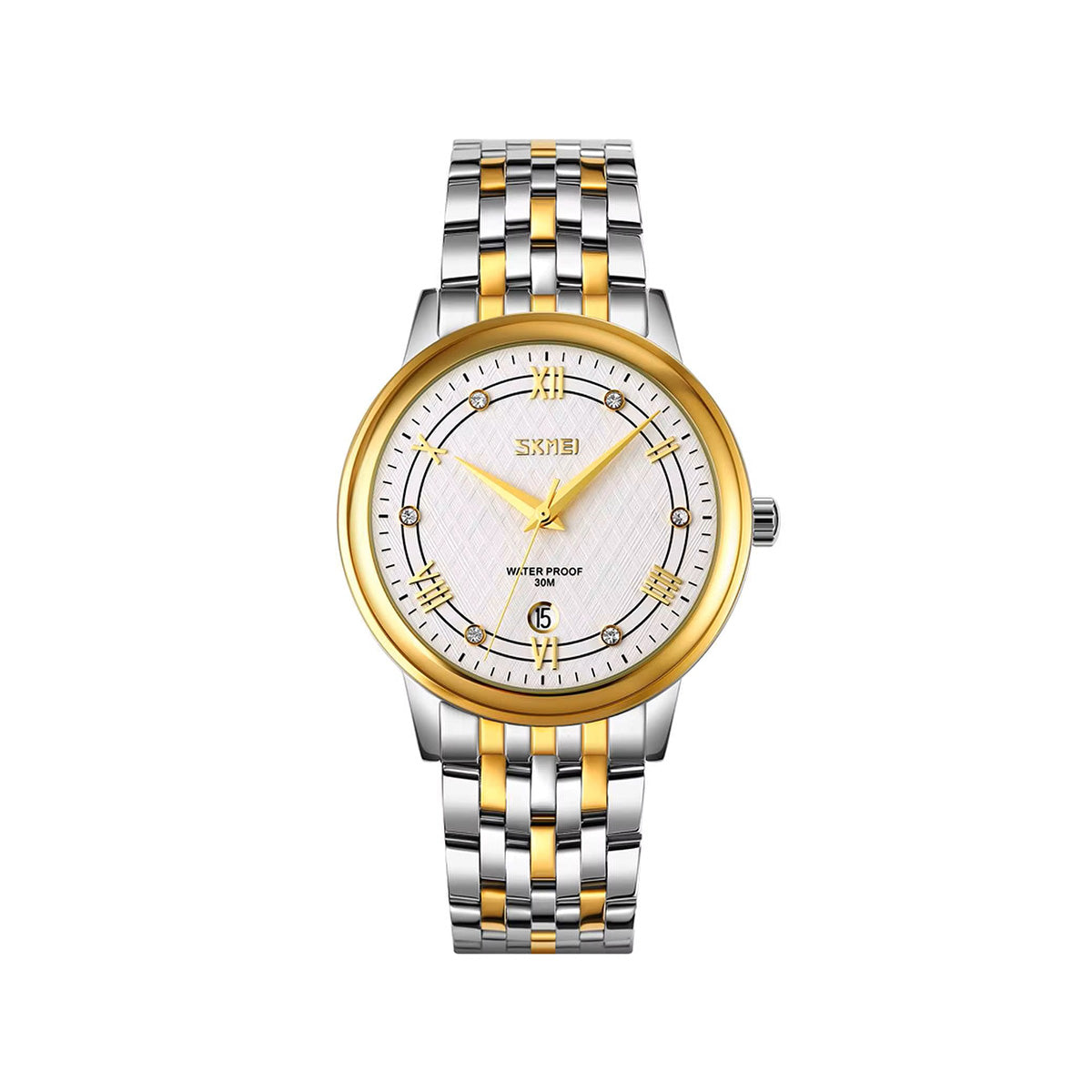 SKMEI 9272 Stainless Steel Watch for Men - Silver & Gold