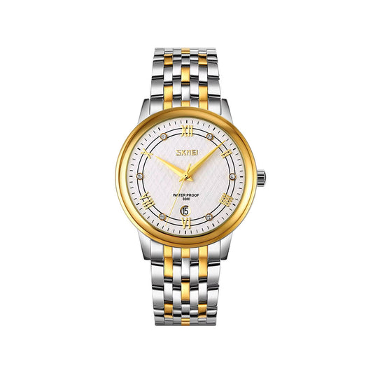 SKMEI 9272 Stainless Steel Watch for Men - Silver & Gold
