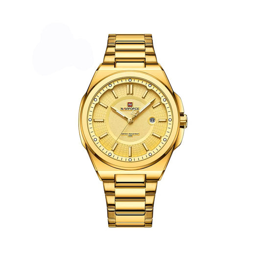 NAVIFORCE 9212 Stainless Steel Men’s Quartz Movement Watch - Gold