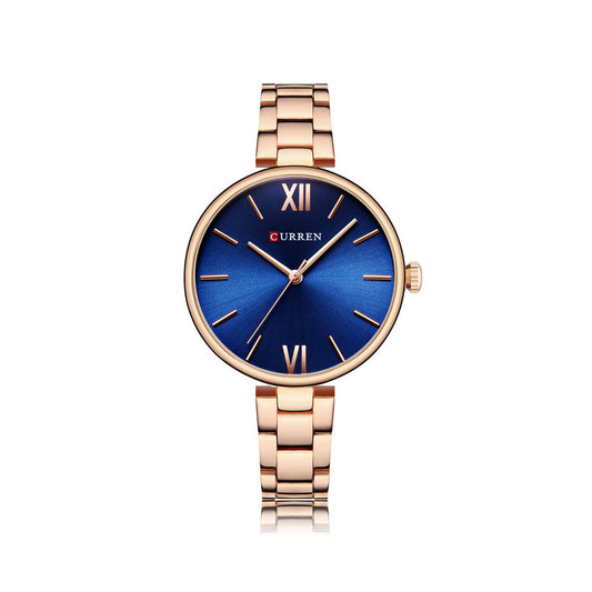 CURREN 9017 Luxury Brand Watch – For Women - Rose Gold & Blue