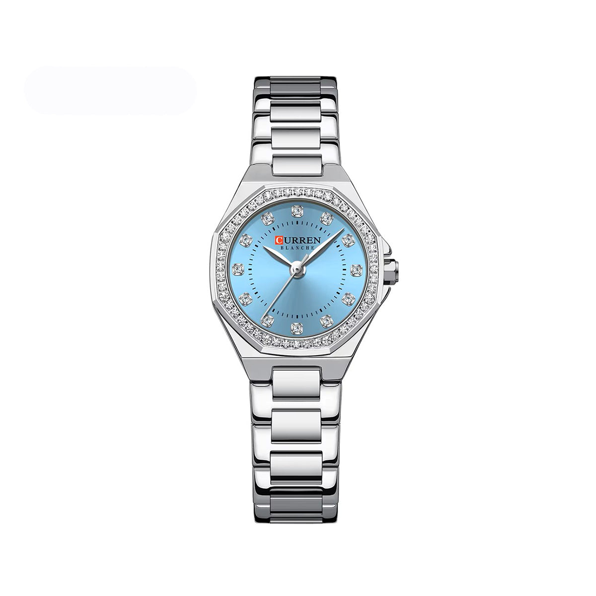 CURREN 9100 Elegant Fashion Stainless Steel Ladies Watch- Silver Sky Blue