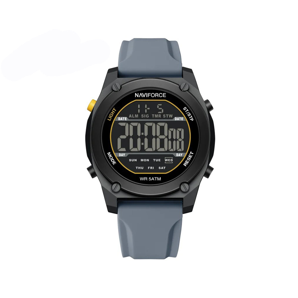NAVIFORCE NF7134 Night Light Calendar Display Waterproof Shockproof Silicone Strap Men's Fashion Sport Watch- Light Blue