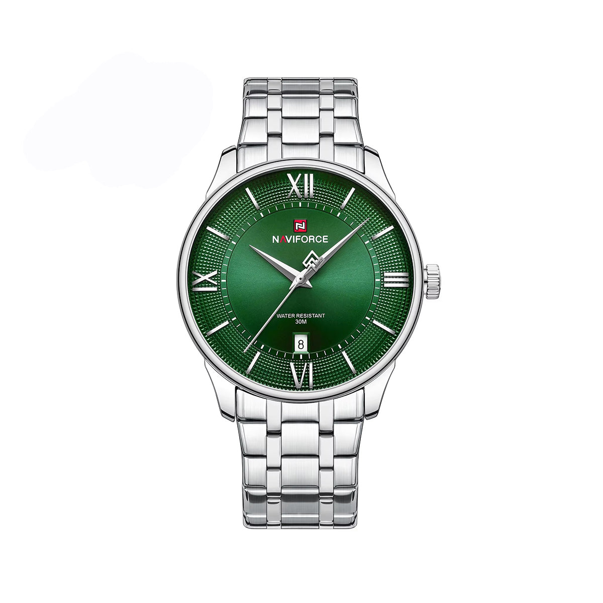 Naviforce 9272 Premium Quartz Men’s Watch with Sleek Dial and Strong Stainless Steel Bracelet- Silver Green