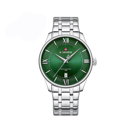 Naviforce 9272 Premium Quartz Men’s Watch with Sleek Dial and Strong Stainless Steel Bracelet- Silver Green